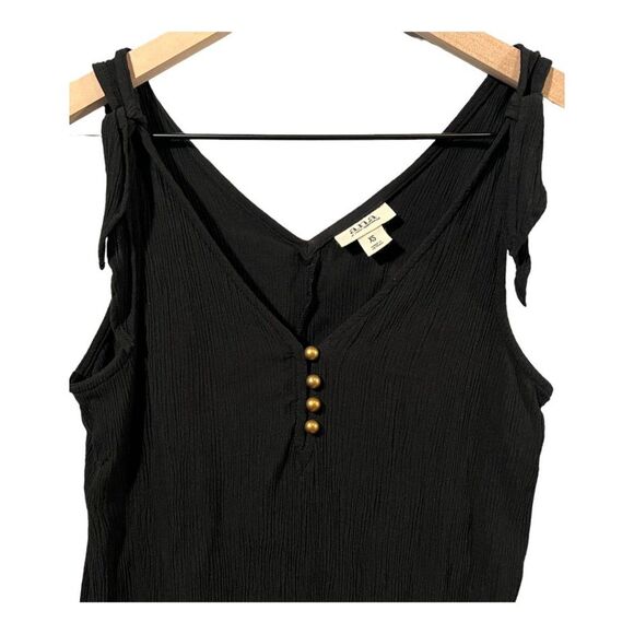 a.n.a Tank Flowy Tie Shoulder Halter Top V-Neck V-Back Basic Shirt Black XS - Picture 3 of 12